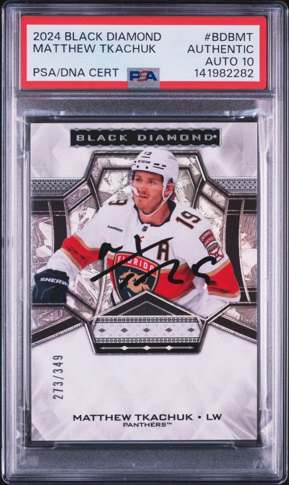Matthew Tkachuk Signed 2024 Black Diamond /349 PSA/DNA Auto 10 #BDBMT Panthers