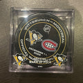 JACOB FOWLER NHL Debut Penguins Canadiens Game Warm Up Used Puck COA 12-11-2025