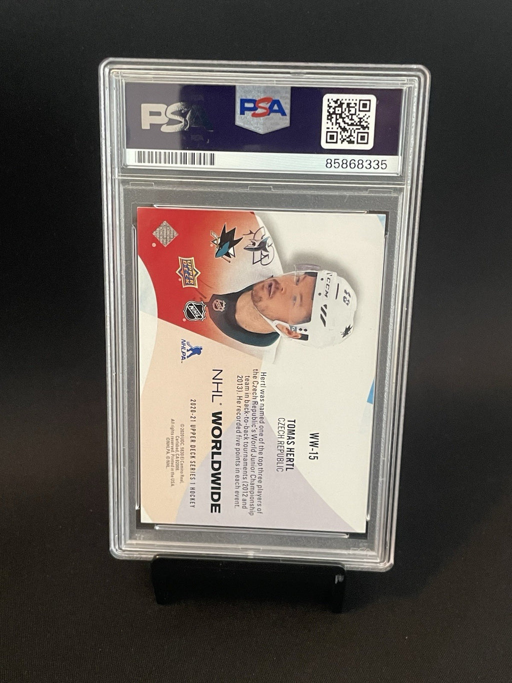 Tomas Hertl Signed 2020 NHL Worldwide PSA Auto 10 #WW-15 Autographed