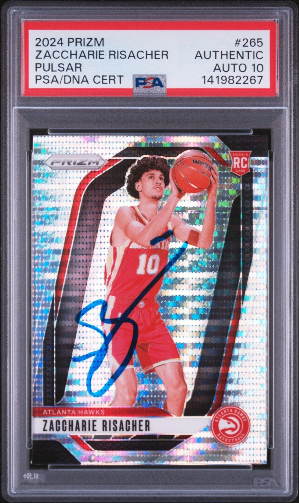 Zaccharie Risacher Signed 2024 Pulsar Prizm PSA/DNA Auto 10 #265
