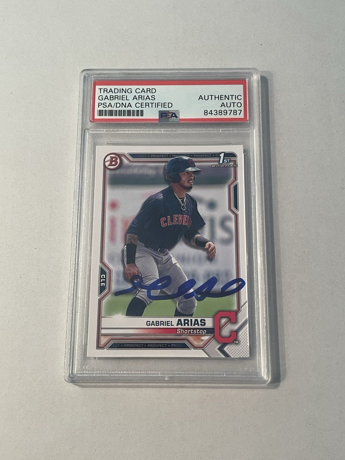 Gabriel Arias Signed 2021 1st Bowman RC PSA/DNA CLE Guardians Autographed #BP-89