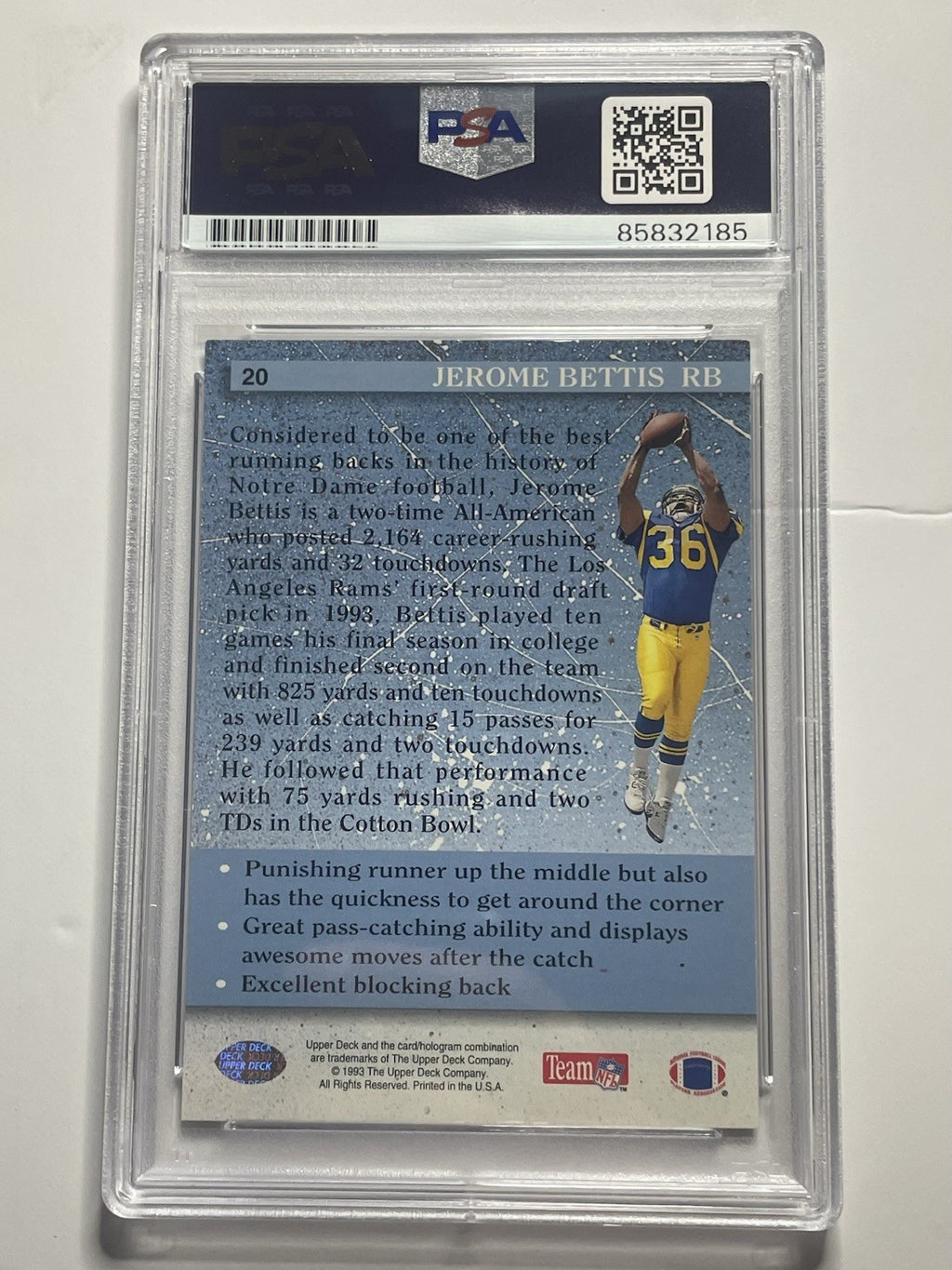 Jerome Bettis Signed 1993 Upper Deck Star Rookie #20 PSA/DNA Auto 10 RC Card