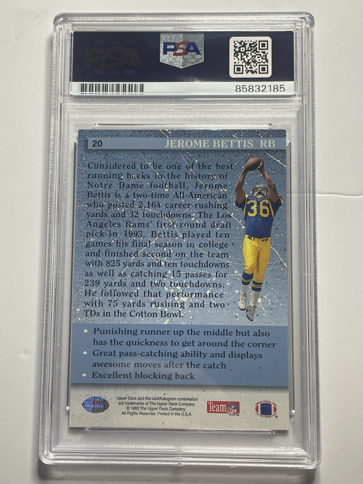 Jerome Bettis Signed 1993 Upper Deck Star Rookie #20 PSA/DNA Auto 10 RC Card