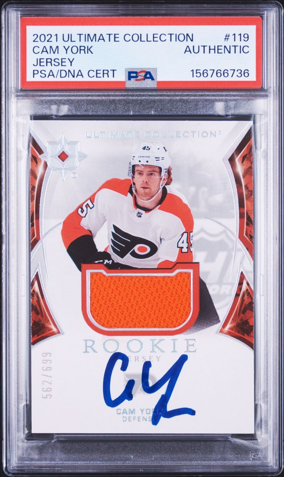 Cam York Signed 2021 UD Ultimate Collection PSA Patch Auto Rookie RC RPA #119