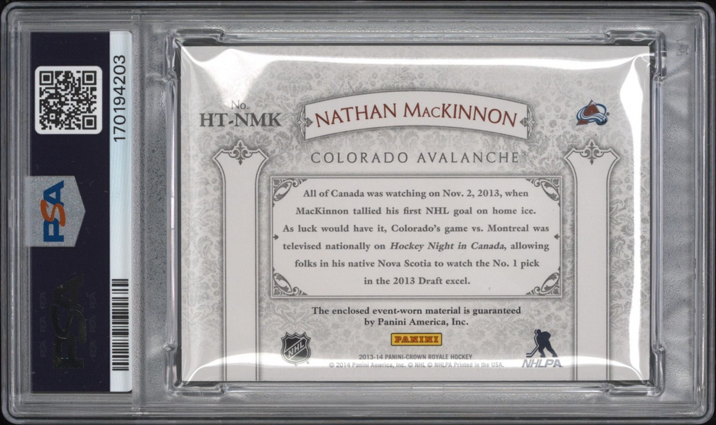 Nathan MacKinnon Signed 2013 Panini Crown Royale PSA/DNA Rookie Patch Auto #NMK