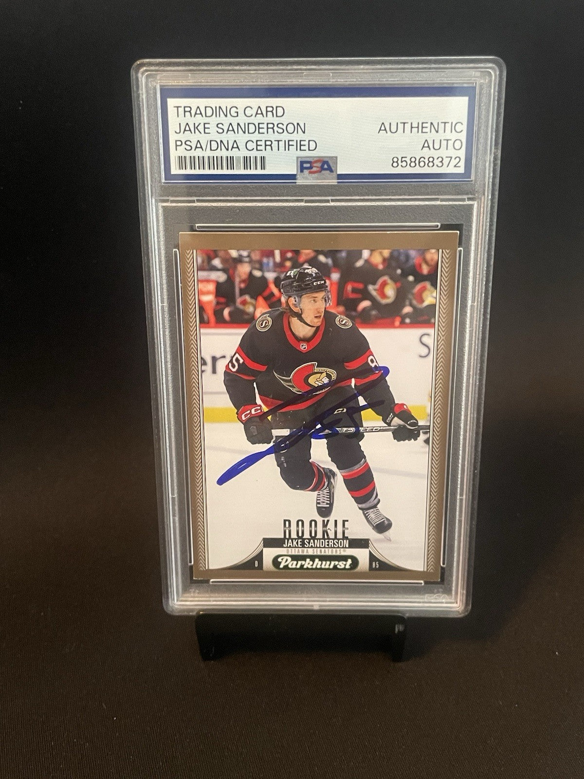 Jake Sanderson Signed 2022 UD Parkhurst Rookie PSA #314 Autographed RC Card