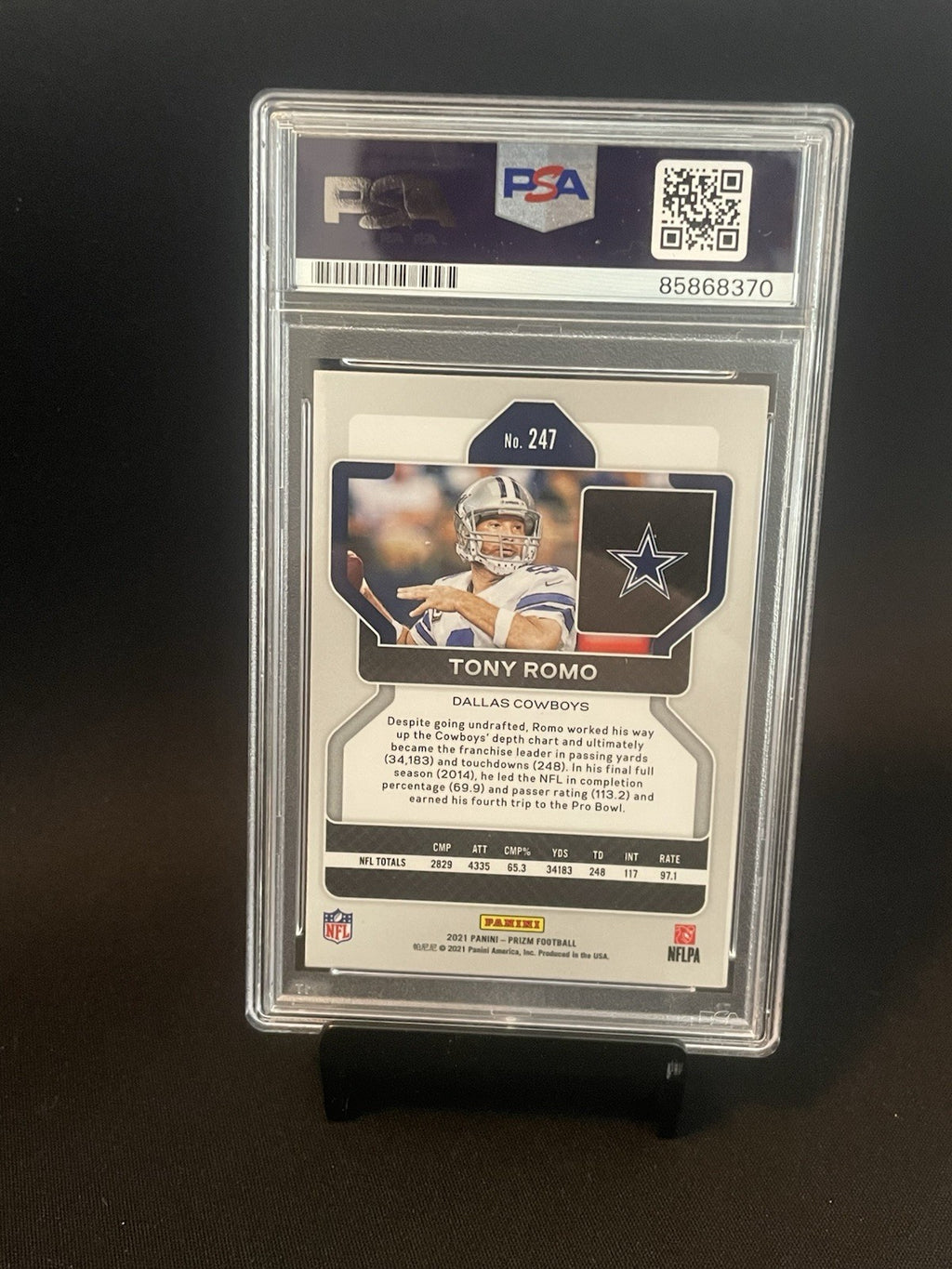 Tony Romo Signed 2021 Panini Prizm #247 PSA/DNA Autographed