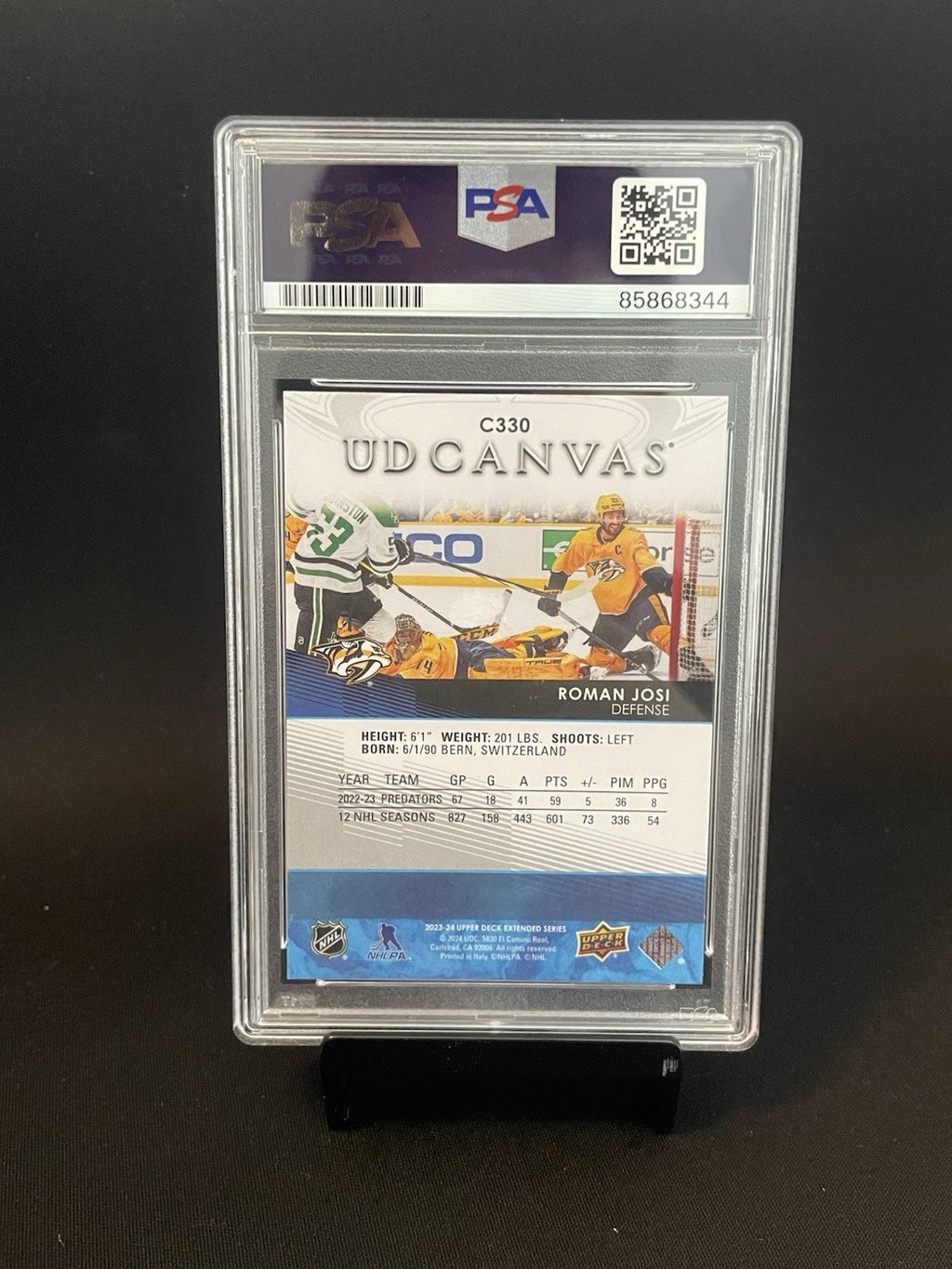 Roman Josi Signed 2023 UD Canvas PSA Auto 10 #C330 Autographed Predators