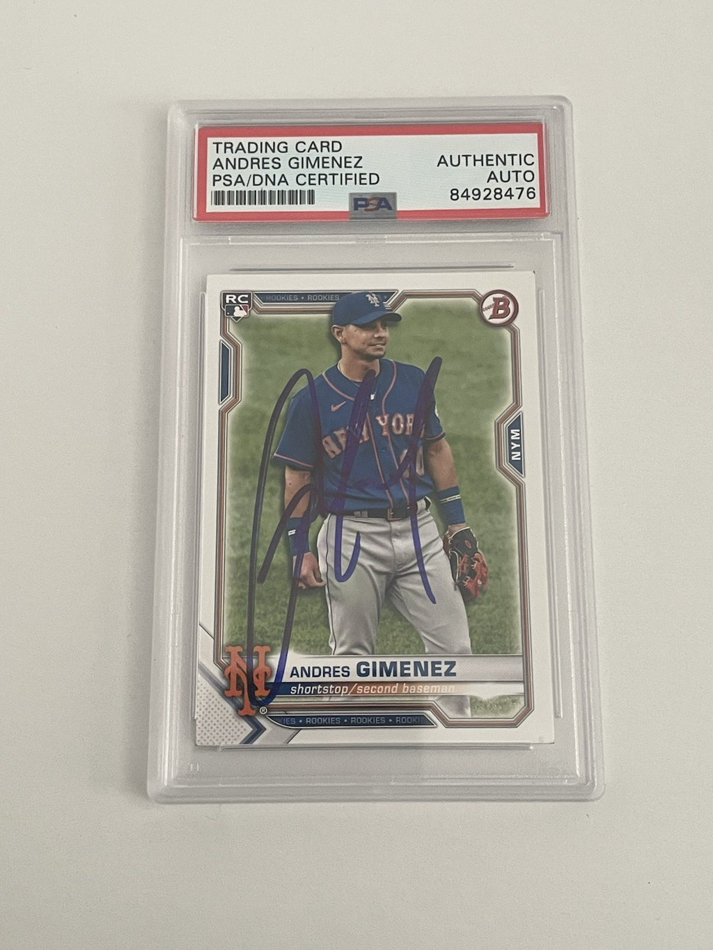 Andres Gimenez Signed 2021 Bowman RC PSA/DNA Encapsulated Indians Autographed