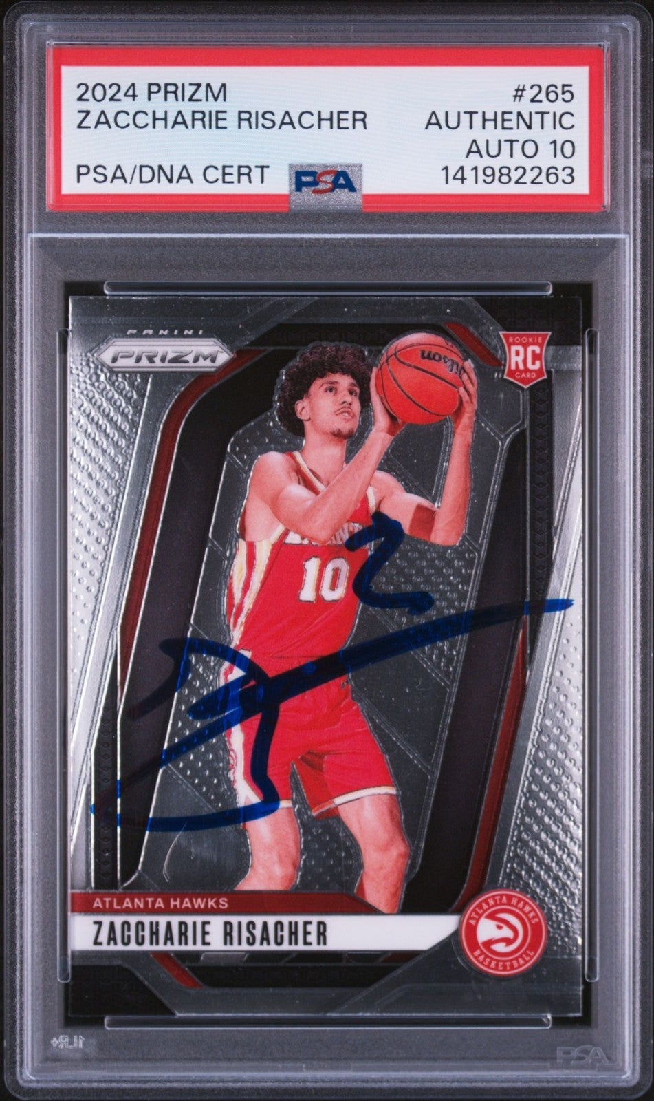 Zaccharie Risacher Signed 2024 Prizm PSA/DNA Auto 10 #265