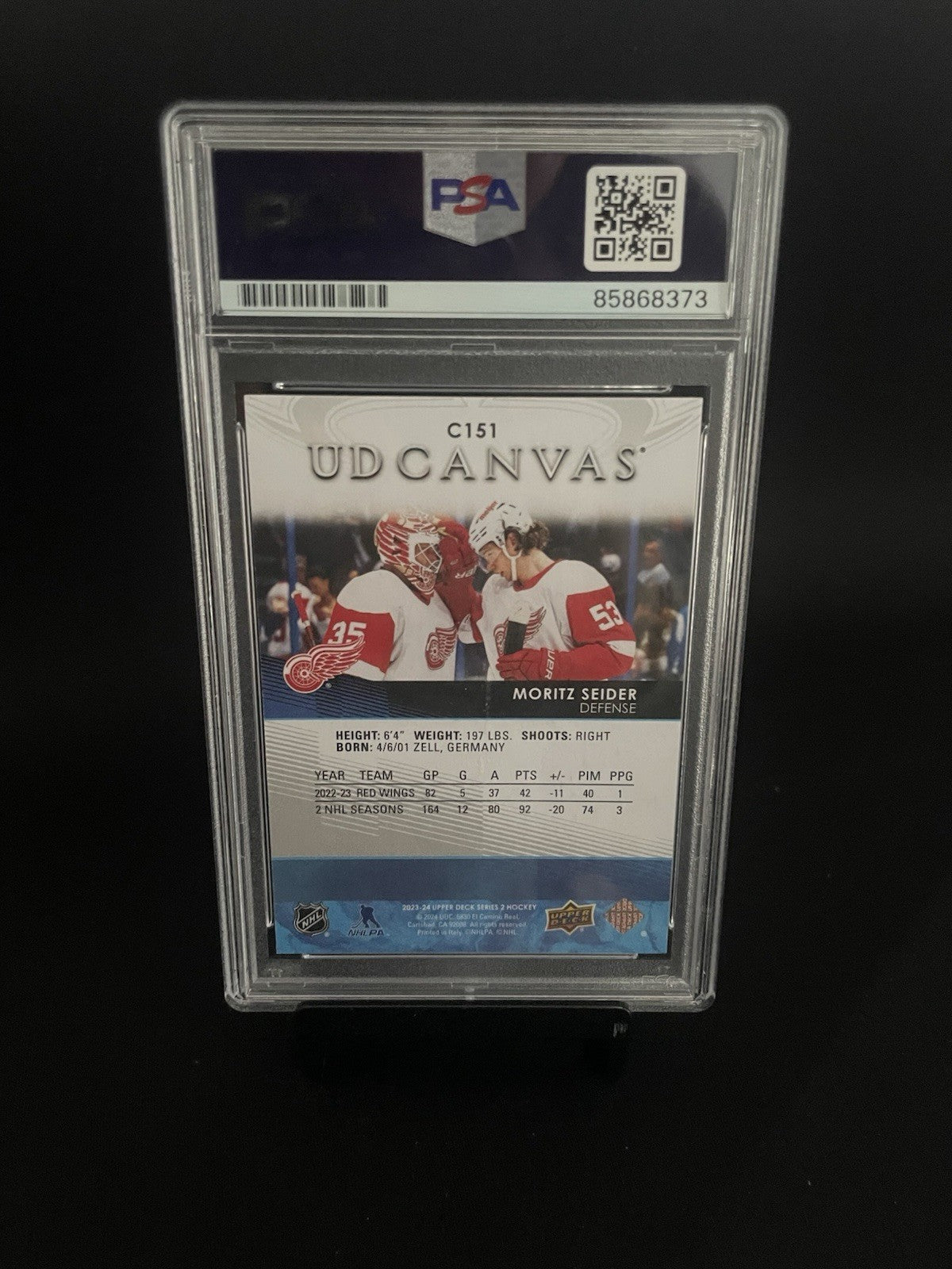 Moritz Seider Signed 2023 Canvas #C151 PSA/DNA Autographed Detroit Red Wings