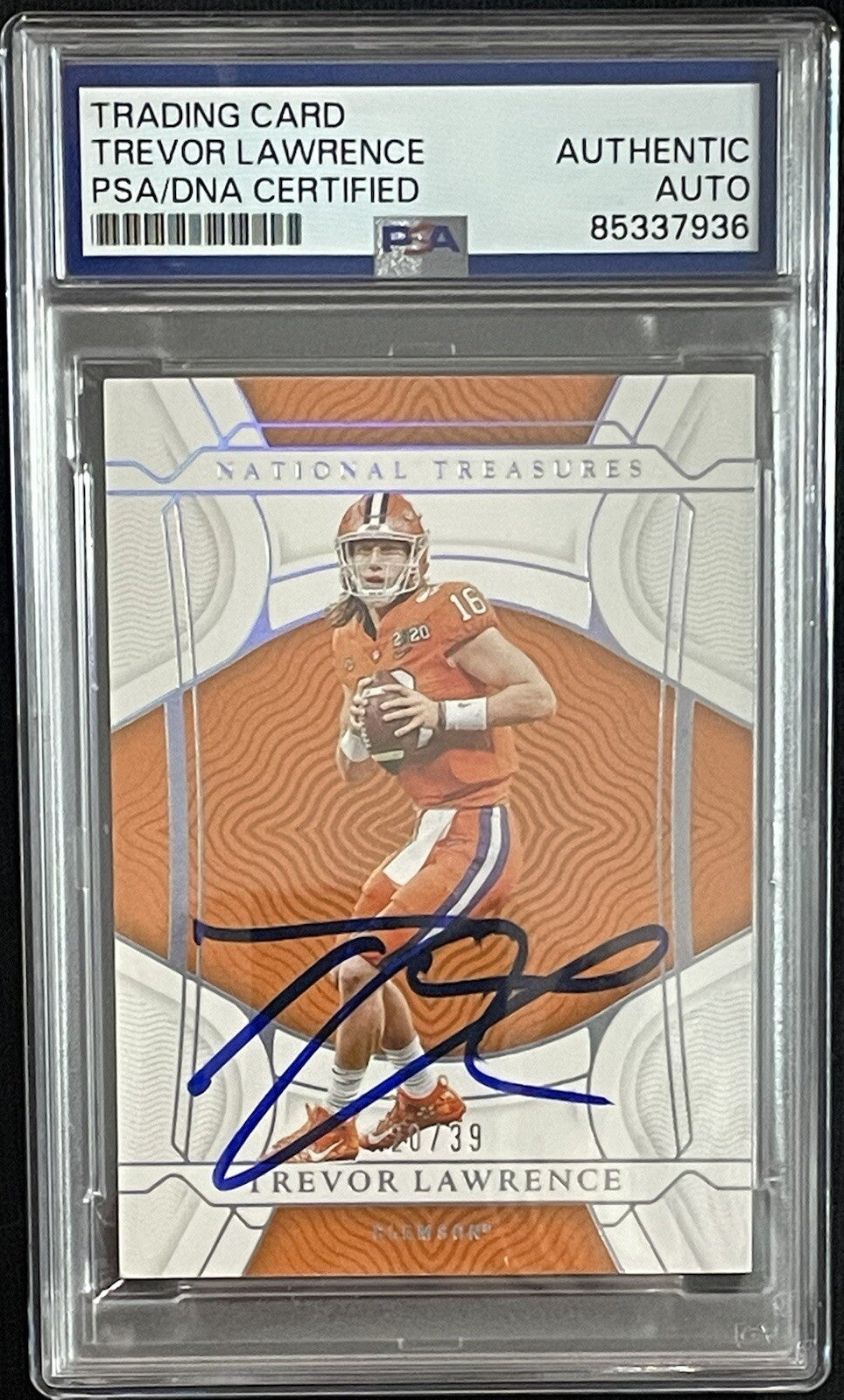 Trevor Lawrence Signed 2022 Panini National Treasures NT #38 PSA/DNA Autographed