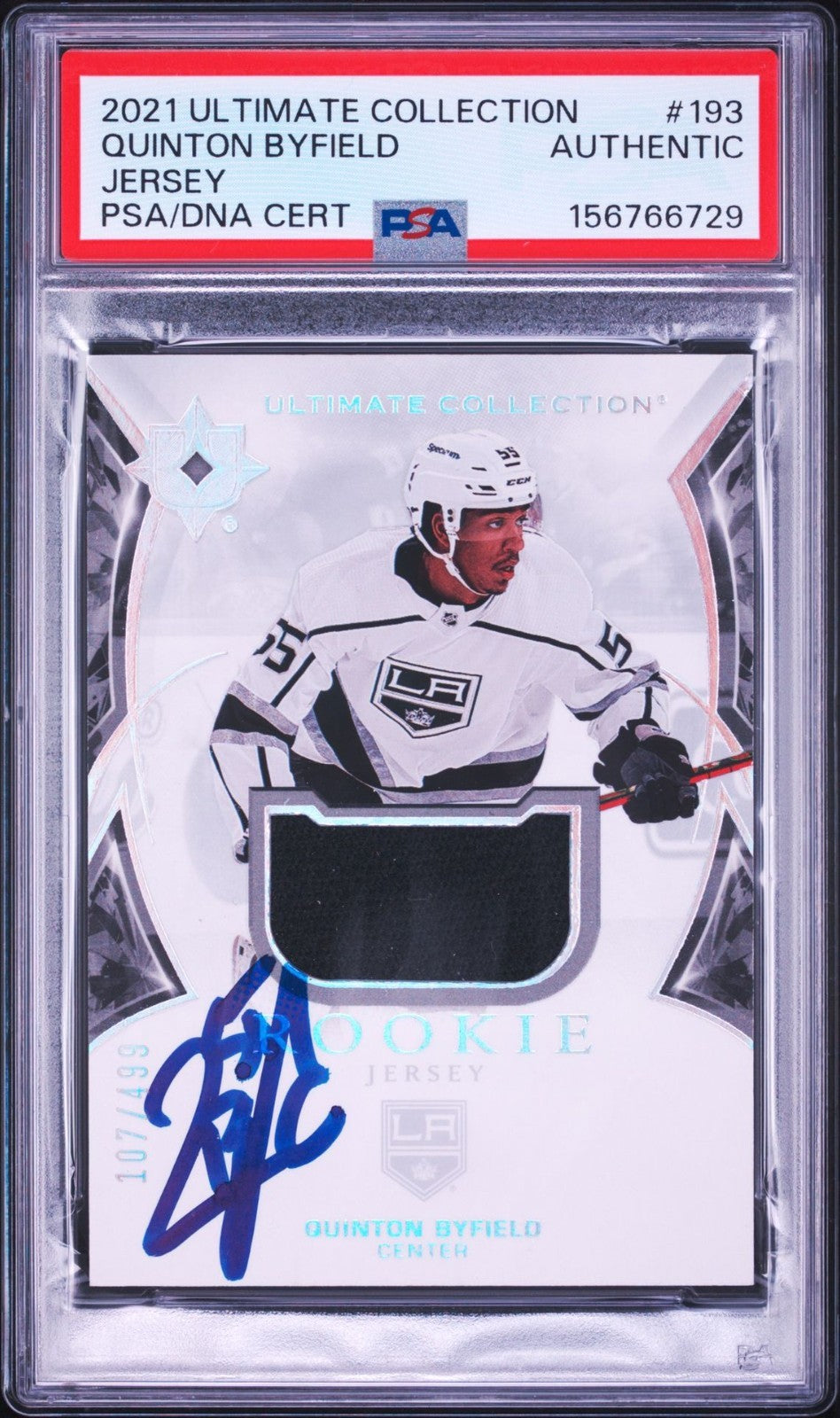 Quinton Byfield Signed 2021 UD Ultimate Collection PSA Patch Auto Rookie RC RPA
