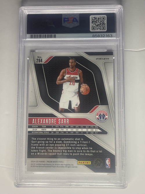 Alexandre Sarr Signed 2024 Silver Ice Prizm PSA/DNA #264 Autographed Wizards