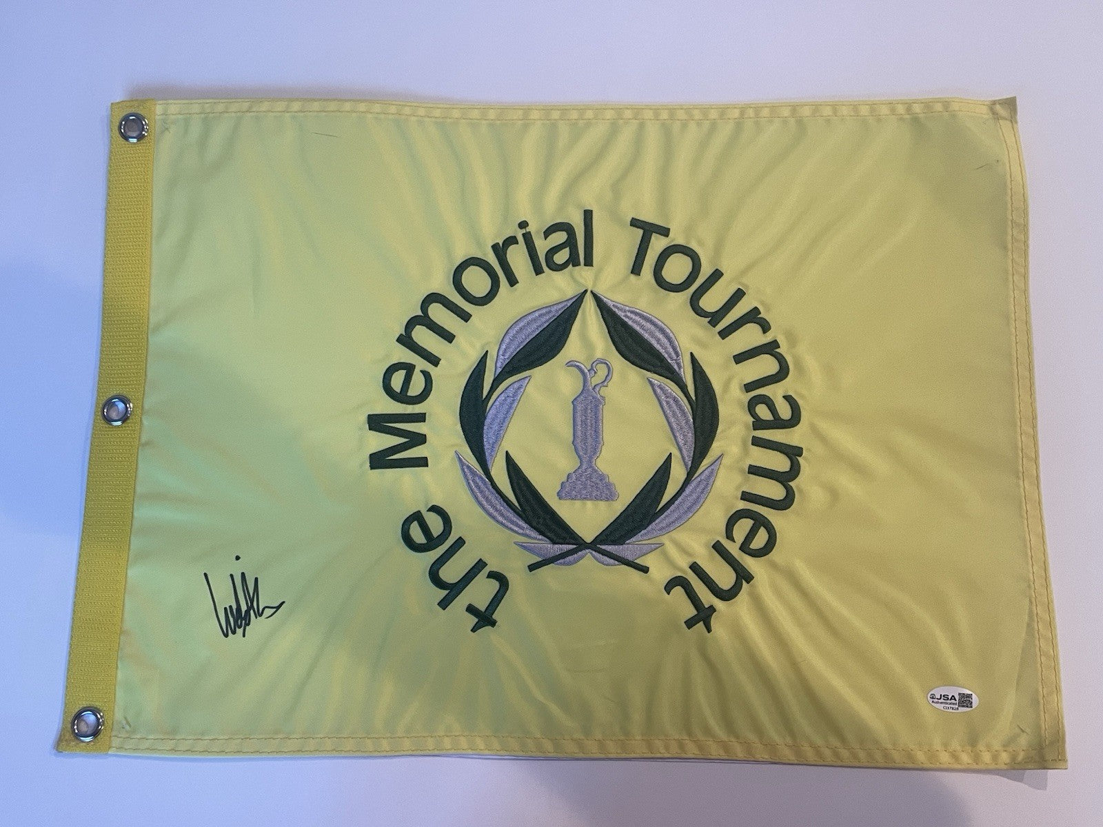 Ludvig Åberg Signed Memorial Tournament Pin Flag JSA Autographed Aberg