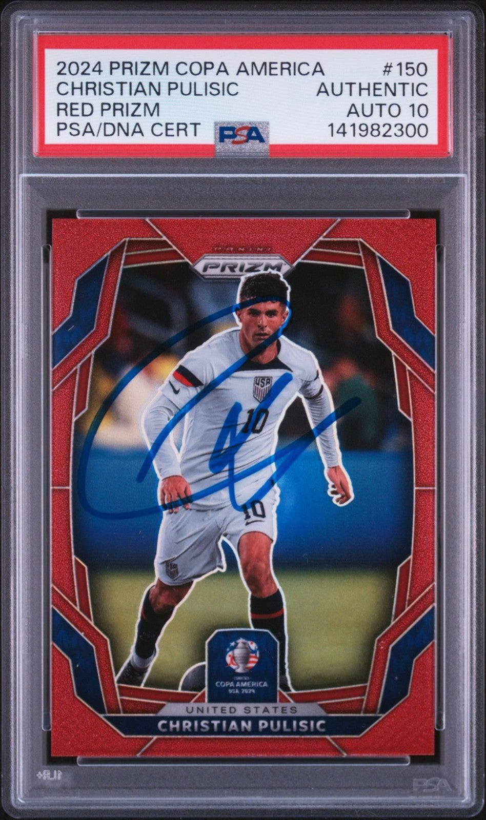Christian Pulisic 2024 Prizm Copa America Red Prizm PSA/DNA Auto 10 #150 /199