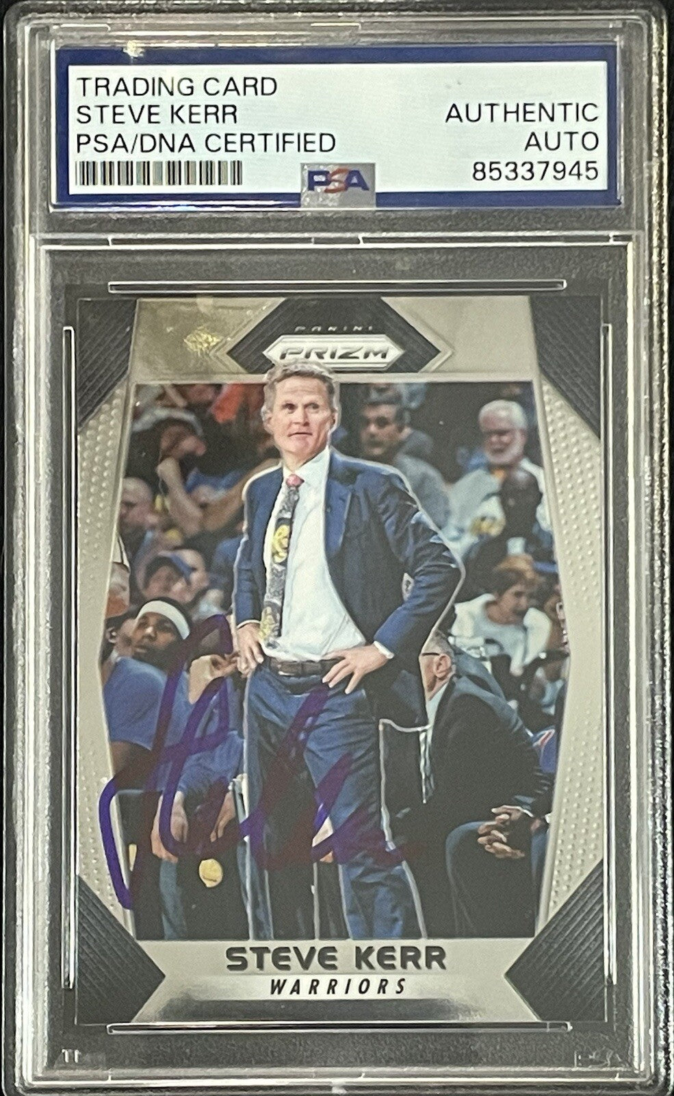 Steve Kerr Signed 2017-18 Panini Prizm #50 PSA/DNA Autographed Warriors