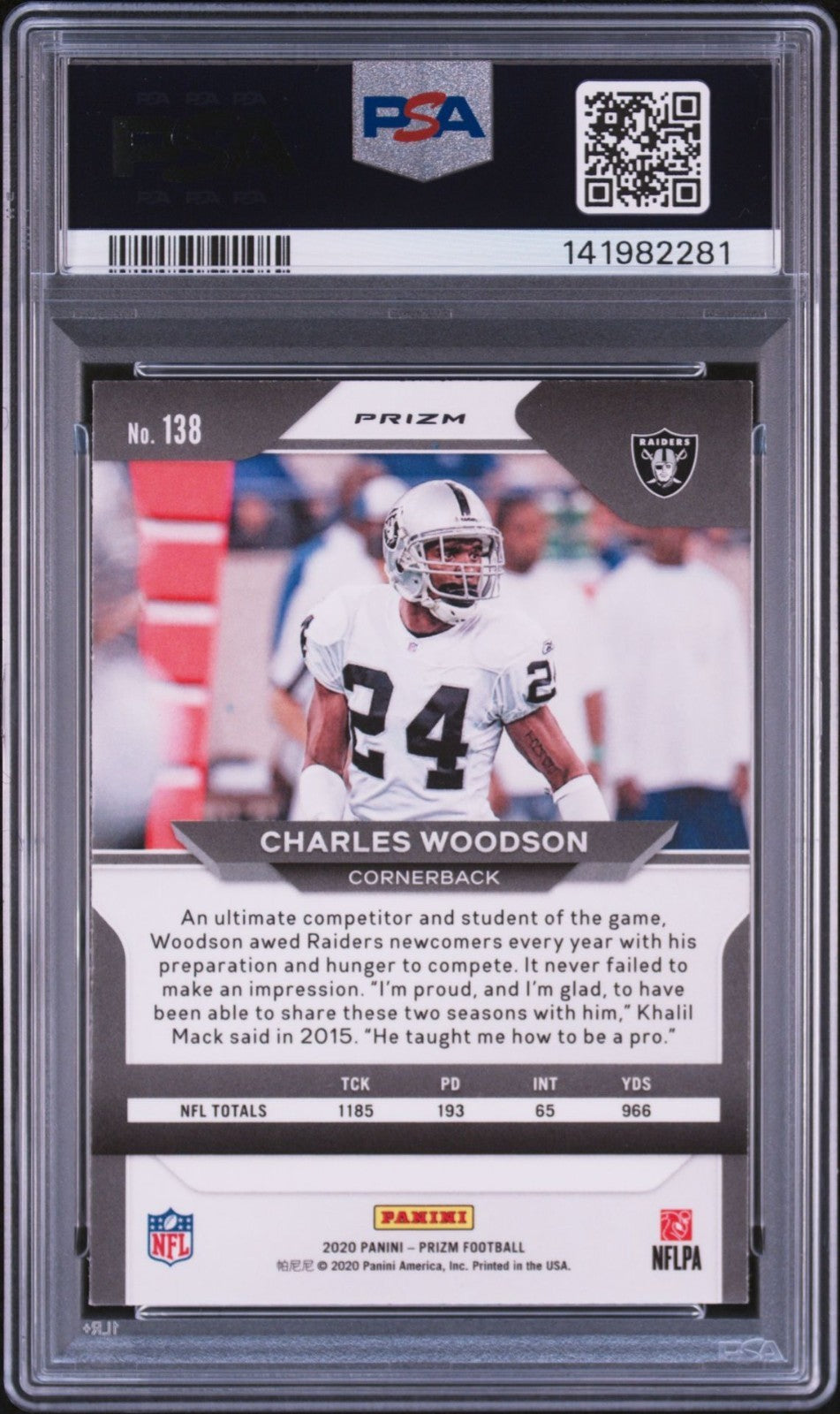 Charles Woodson Signed 2020 Panini Disco Prizm PSA Auto 10 #138