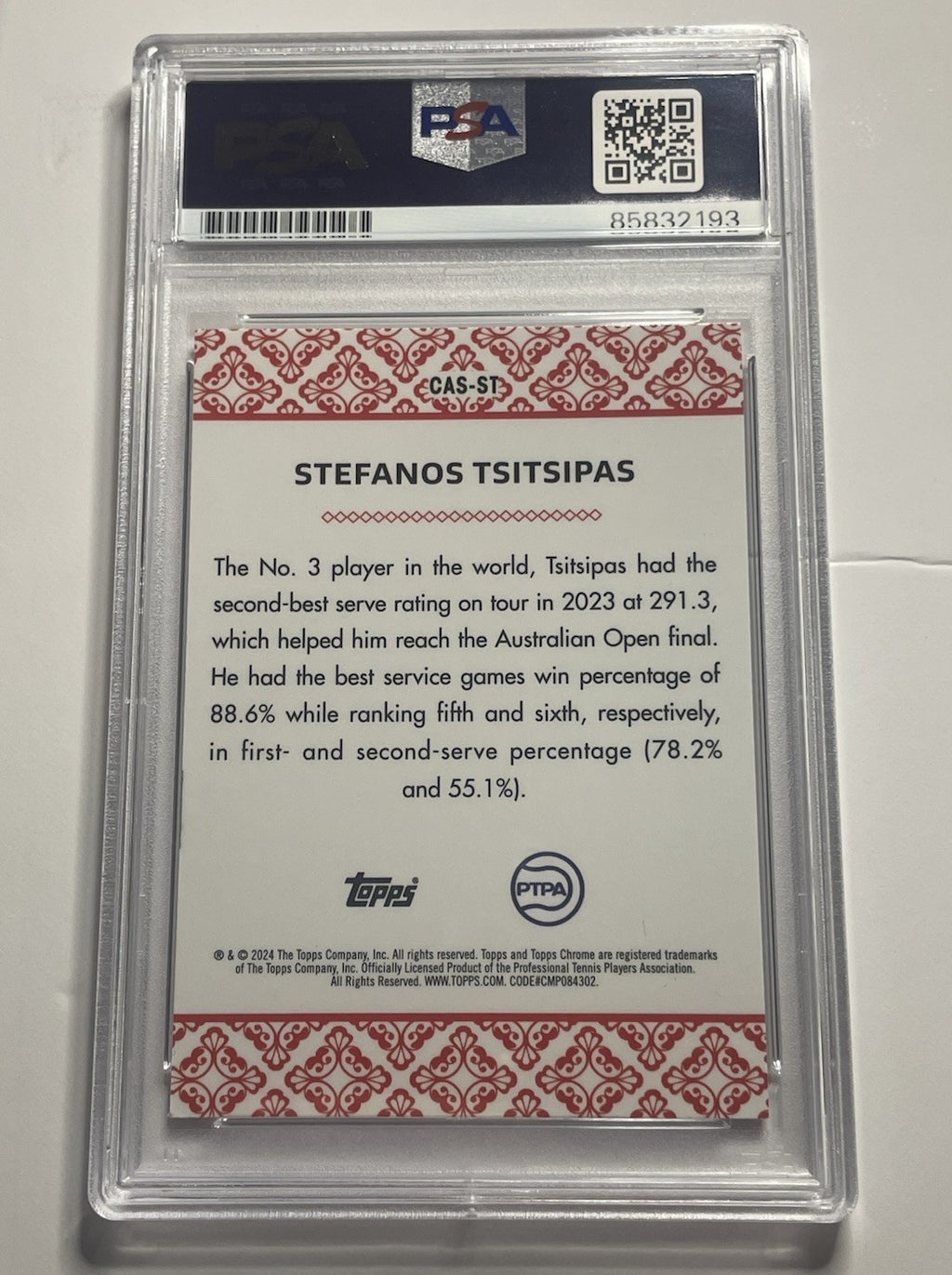Stefanos Tsitsipas Signed 2024 Topps Chrome Aces PSA/DNA #CAS-ST RC Rookie Auto