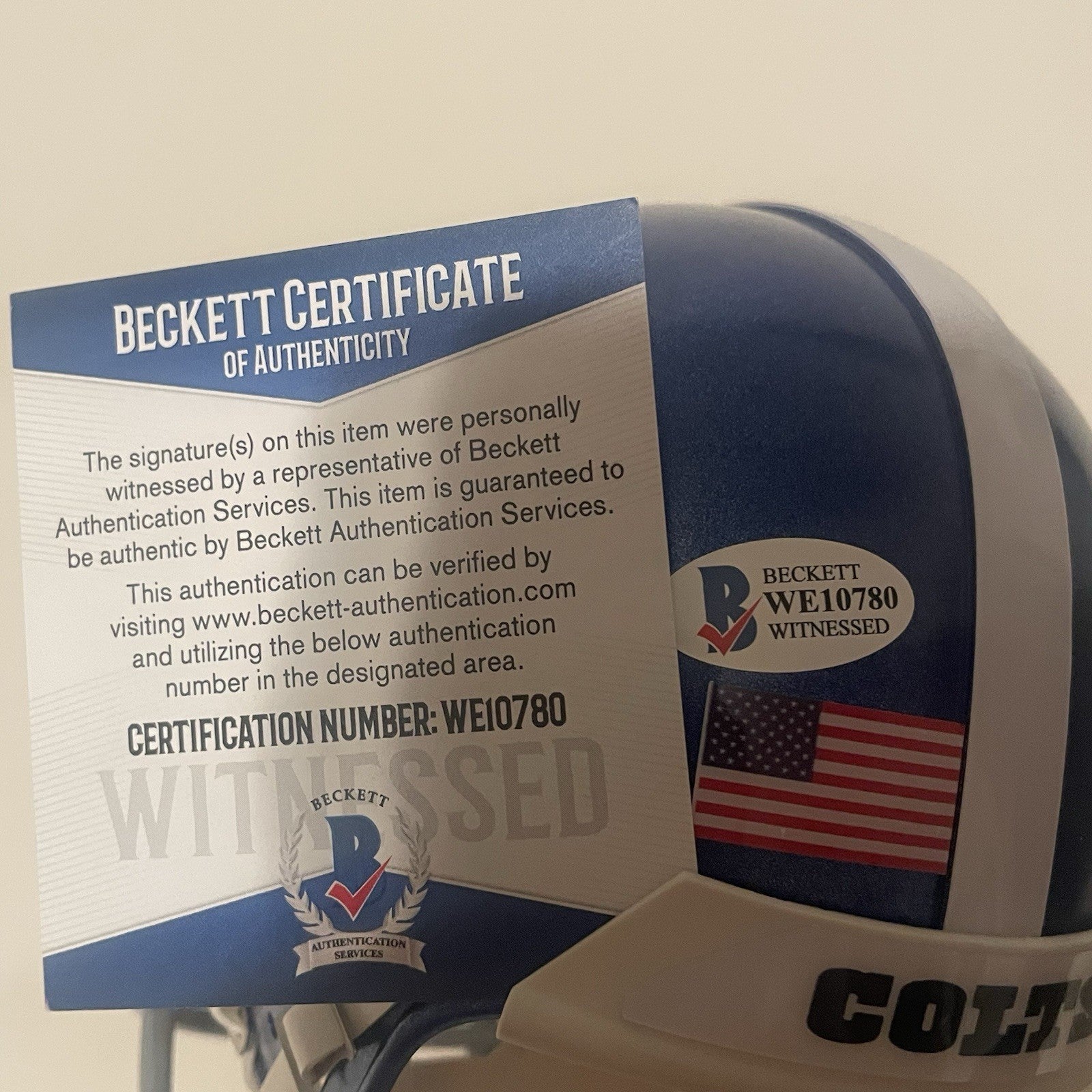Daniel Jones Signed Colts Alt Mini Helmet Beckett Witnessed COA Autographed