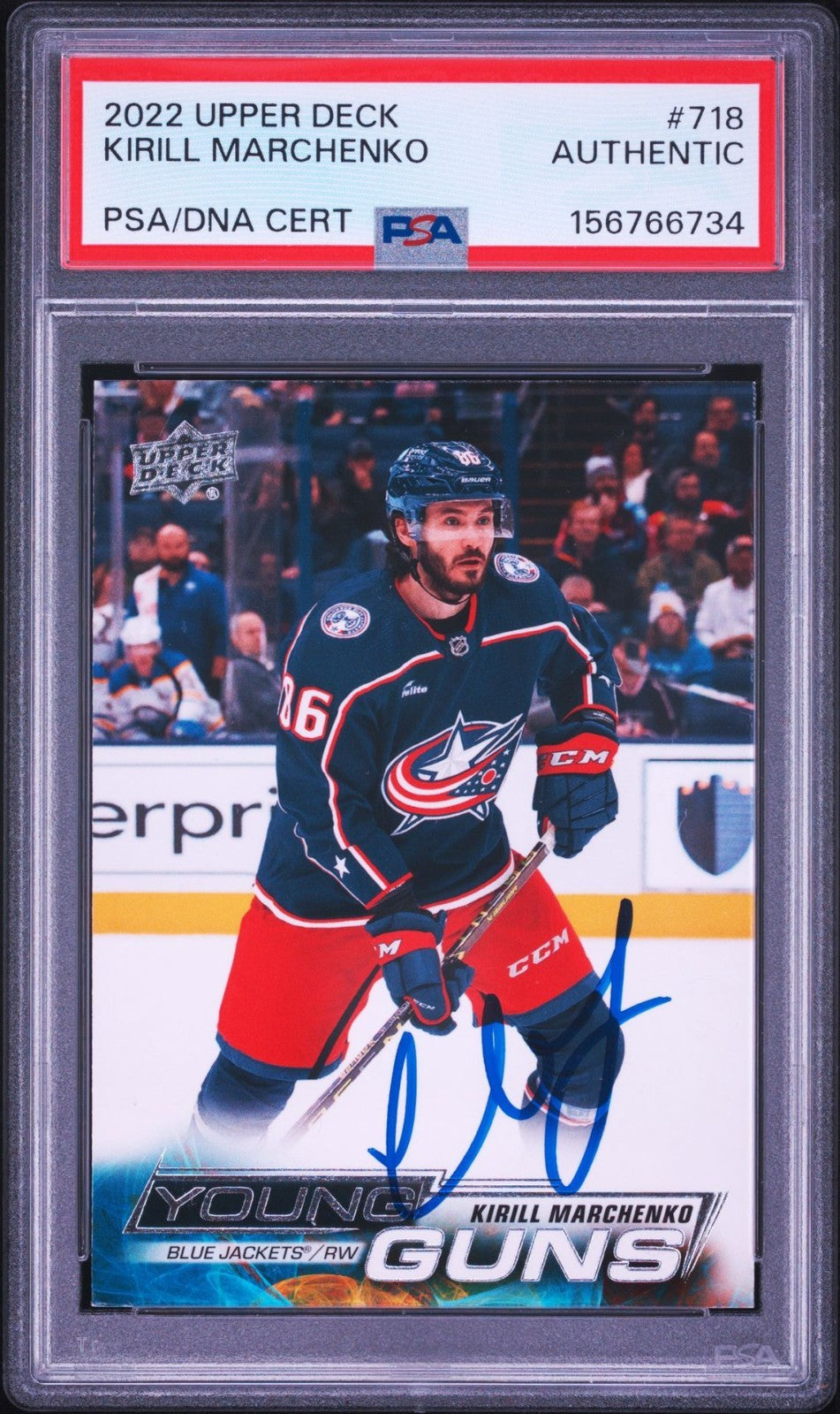 Kirill Marchenko Signed 2022 UD Young Guns PSA/DNA Rookie Auto #718 RC YG