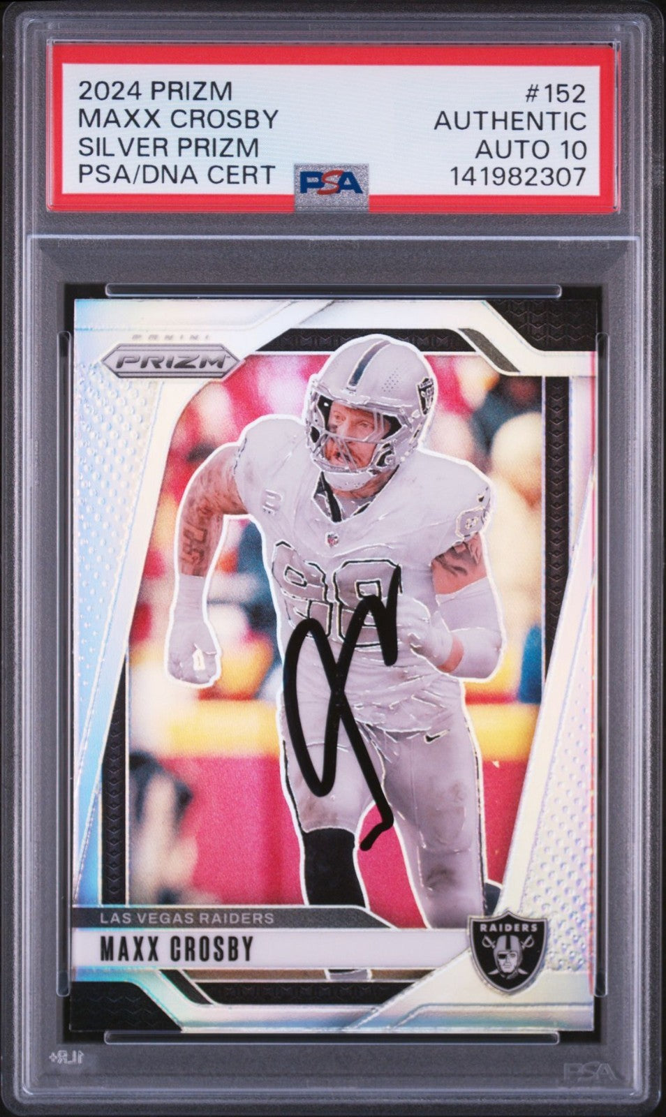 Maxx Crosby Signed 2024 Panini Silver Prizm PSA/DNA Auto 10 #152 Raiders