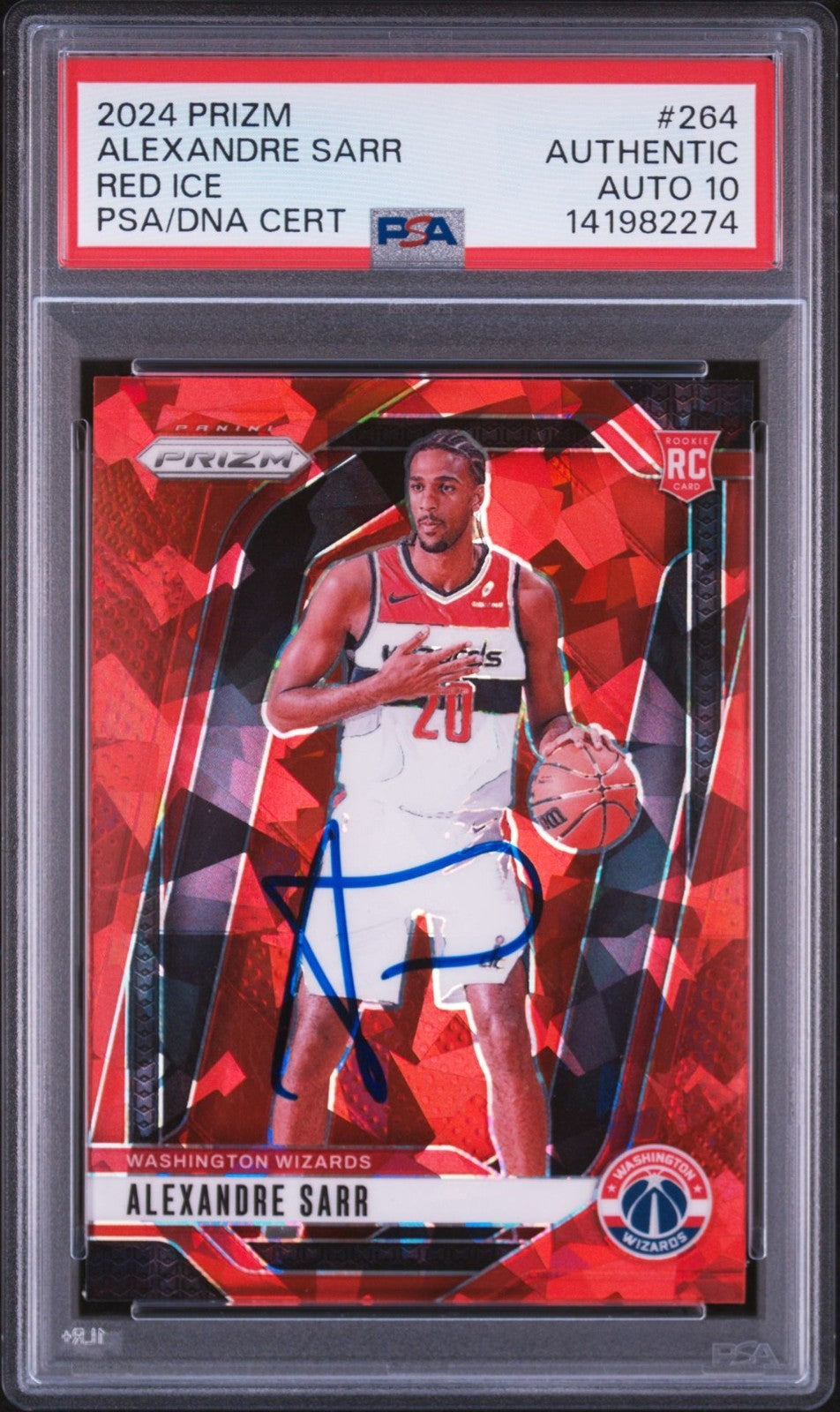Alexandre Sarr Signed 2024 Red Ice Prizm PSA/DNA Auto 10 #264