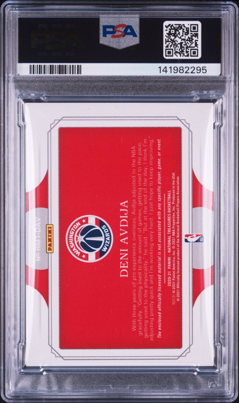 Deni Avdija Signed 2020 National Treasures Rookie Materials PSA/DNA Auto 10 #DAV