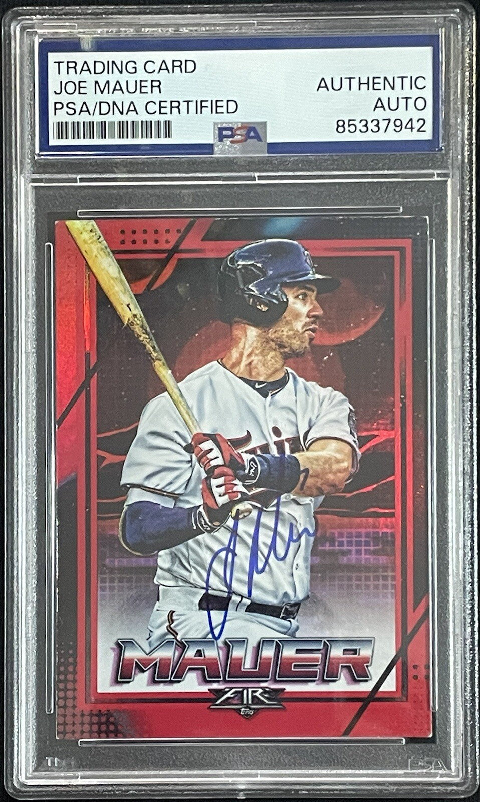 Joe Mauer Signed 2020 Topps Fire Card #13 PSA/DNA Autographed HOF Twins