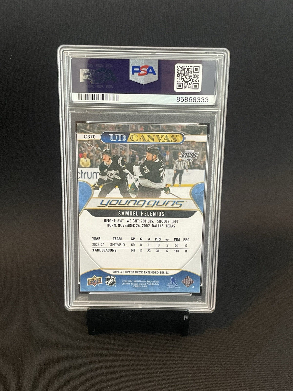 Samuel Helenius Signed 2024 Young Guns Canvas #C370 PSA Auto 10 Autographed RC