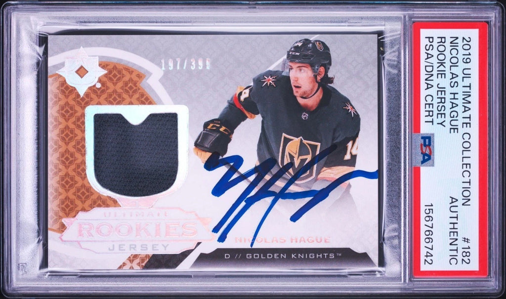 Nicolas Hague Signed 2019 UD Ultimate Collection PSA Patch Auto Autographed RC
