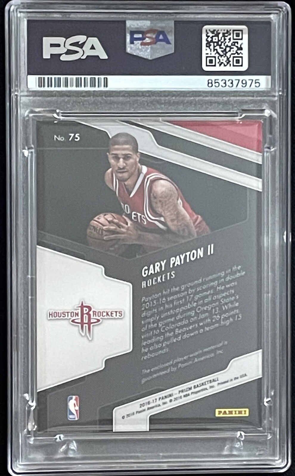 Gary Payton II Signed 2016-17 Panini Prizm Patch Rookie #75 PSA/DNA Autographed