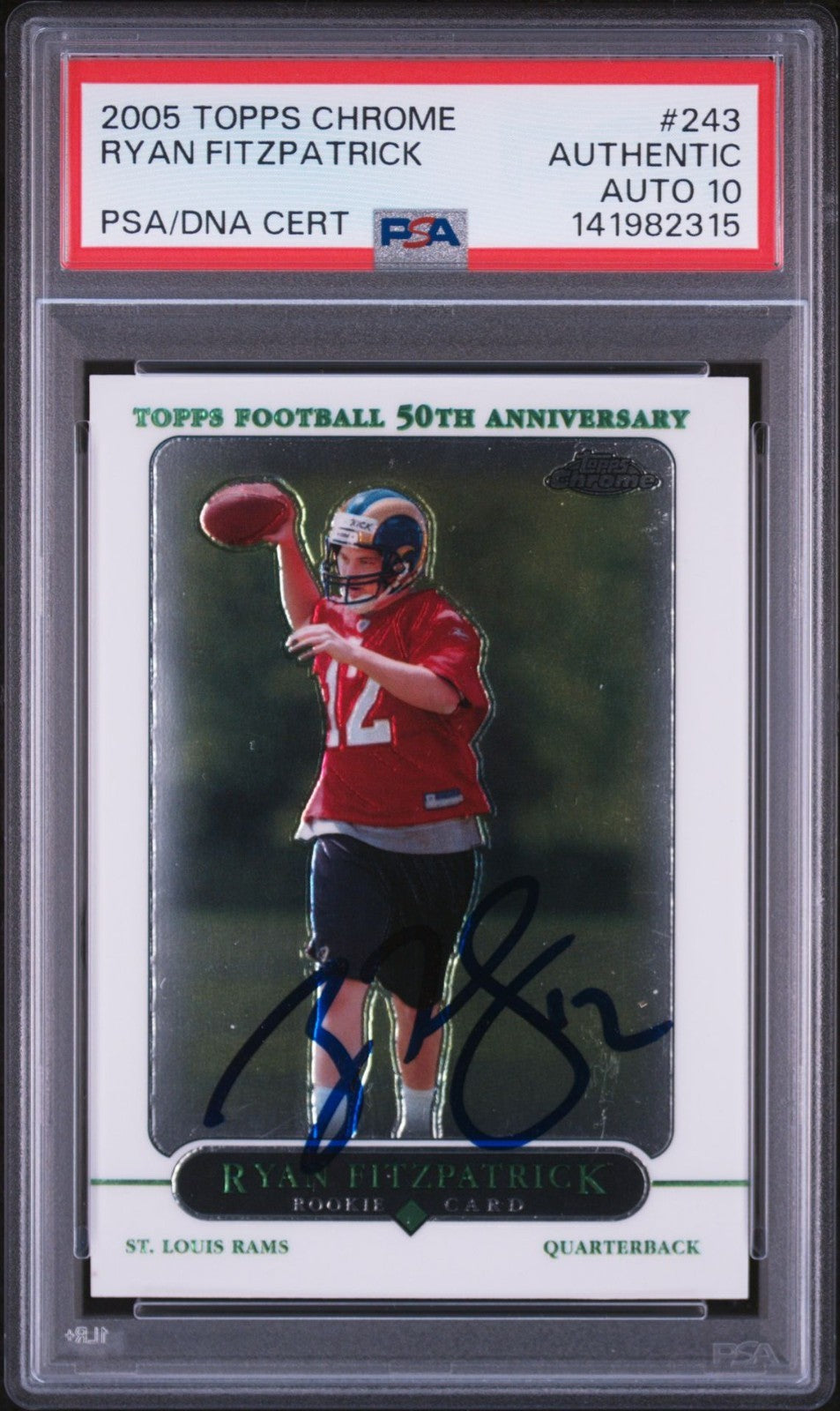 Ryan Fitzpatrick Signed 2005 Topps Chrome PSA Auto 10 Rookie RC #243