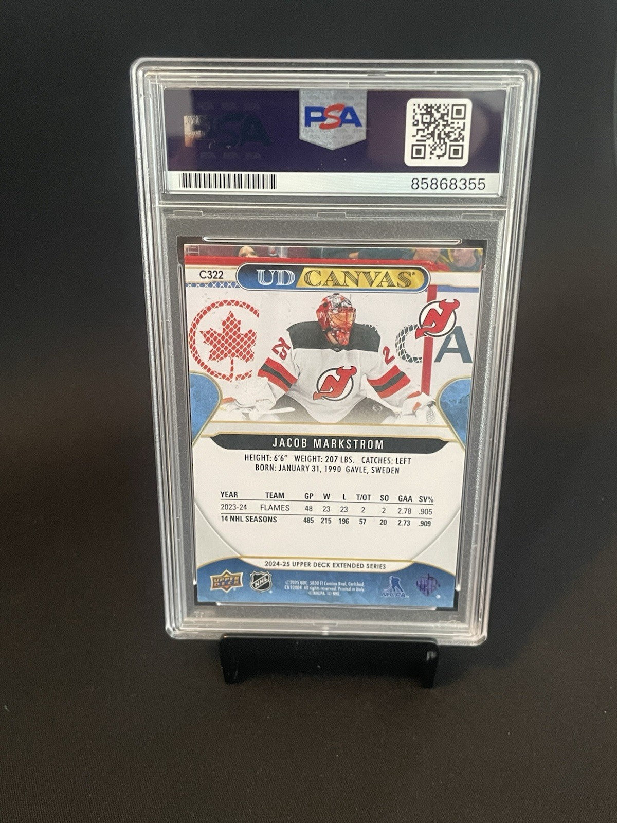 Jacob Markstrom Signed 2024 Canvas #C322 PSA Auto 10 Autographed Jersey Devils