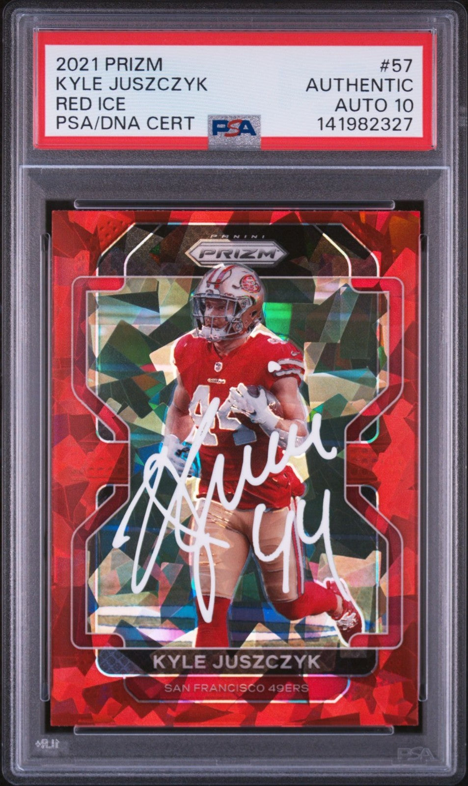 Kyle Juszczyk Signed 2021 Prizm Red Ice PSA/DNA Auto 10 #57 Color Match