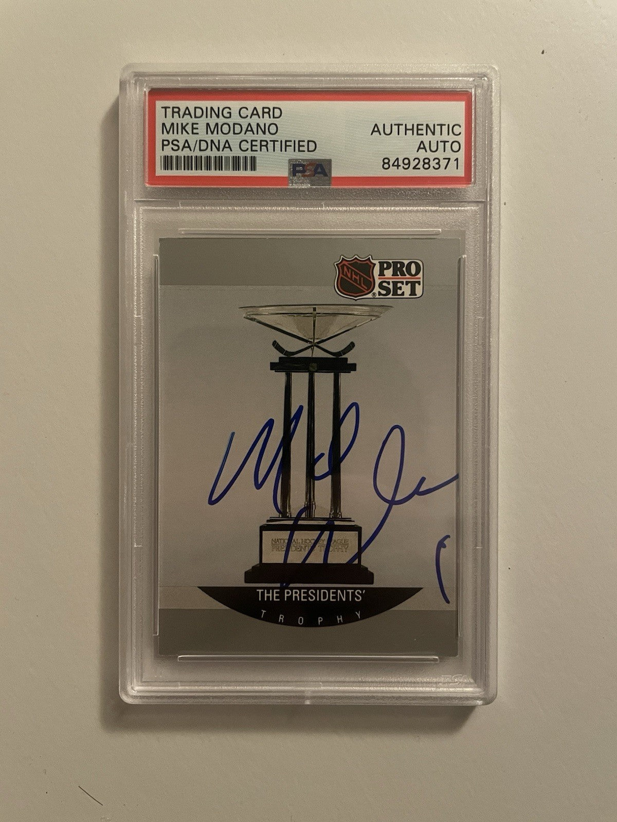 Mike Modano Signed 1990 Pro Set #387 PSA/DNA Autographed The Presidents Trophy