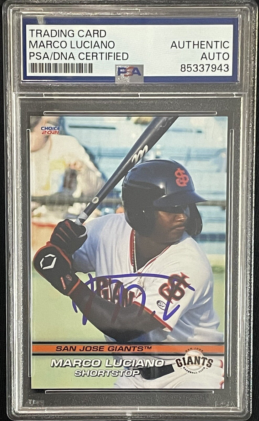 Marco Luciano Signed Choice 2021 Card PRC PSA/DNA Autographed SF Giants
