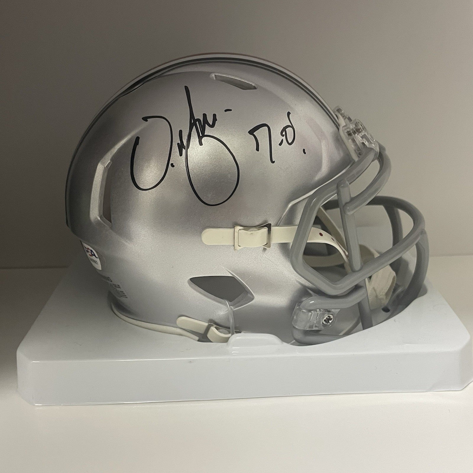 Urban Meyer Signed Ohio State Mini Helmet PSA/DNA Autographed OSU 7-0 Inscribed