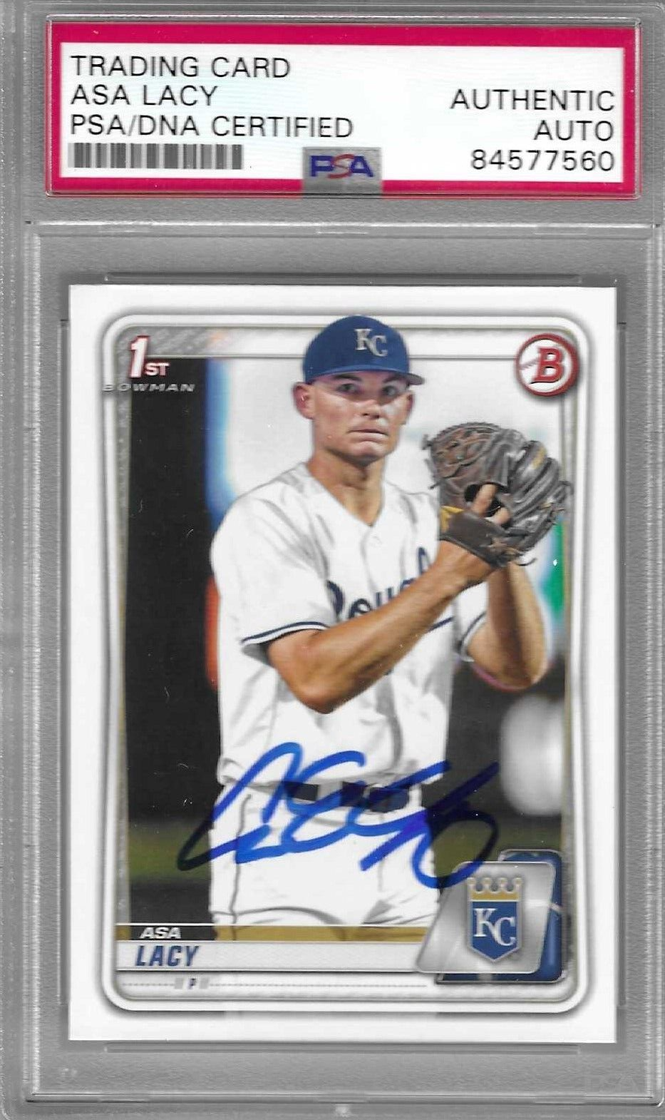 Asa Lacy Signed 2020 1st Bowman RC PSA/DNA Kansas City Royals Autographed #BD-88