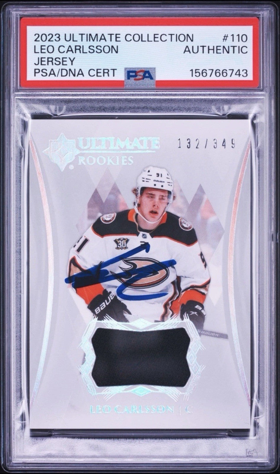 Leo Carlsson Signed 2023 UD UC Ultimate Rookies PSA Patch Auto Rookie RPA #110