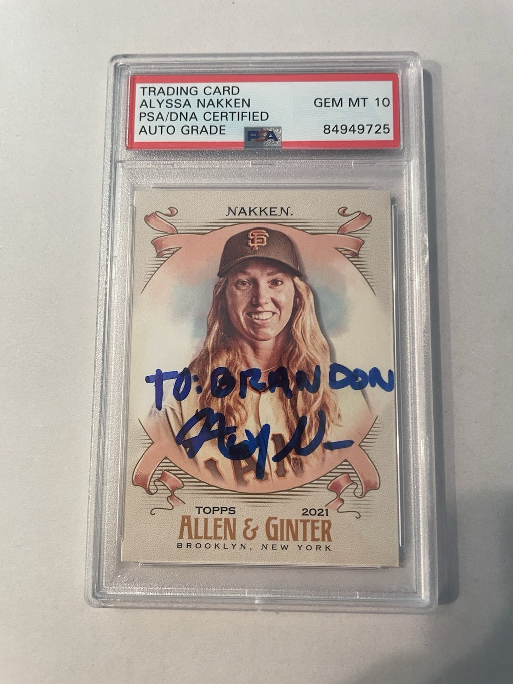 Alyssa Nakken Signed 2021 Allen & Ginter RC PSA/DNA Autographed Auto 10