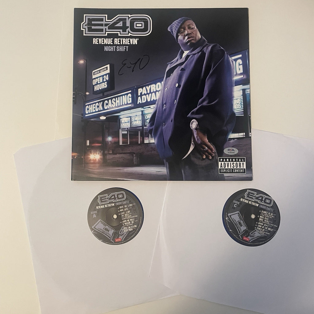 E-40 Signed Revenue Retrievin’ Night Shift LP Vinyl PSA/DNA Autographed Album