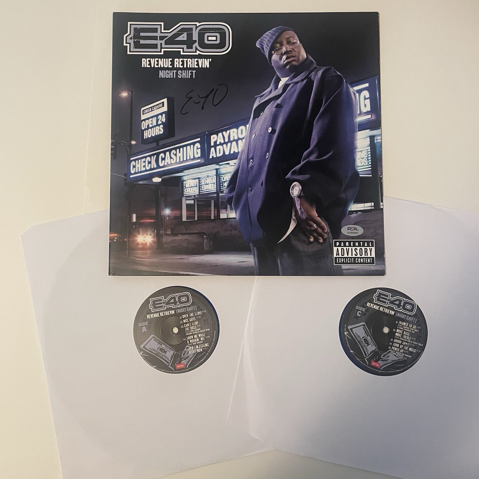 E-40 Signed Revenue Retrievin’ Night Shift LP Vinyl PSA/DNA Autographed Album