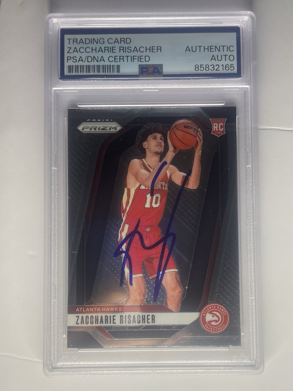 Zaccharie Risacher Signed 2024 Prizm PSA/DNA Autographed #265 Atlanta Hawks