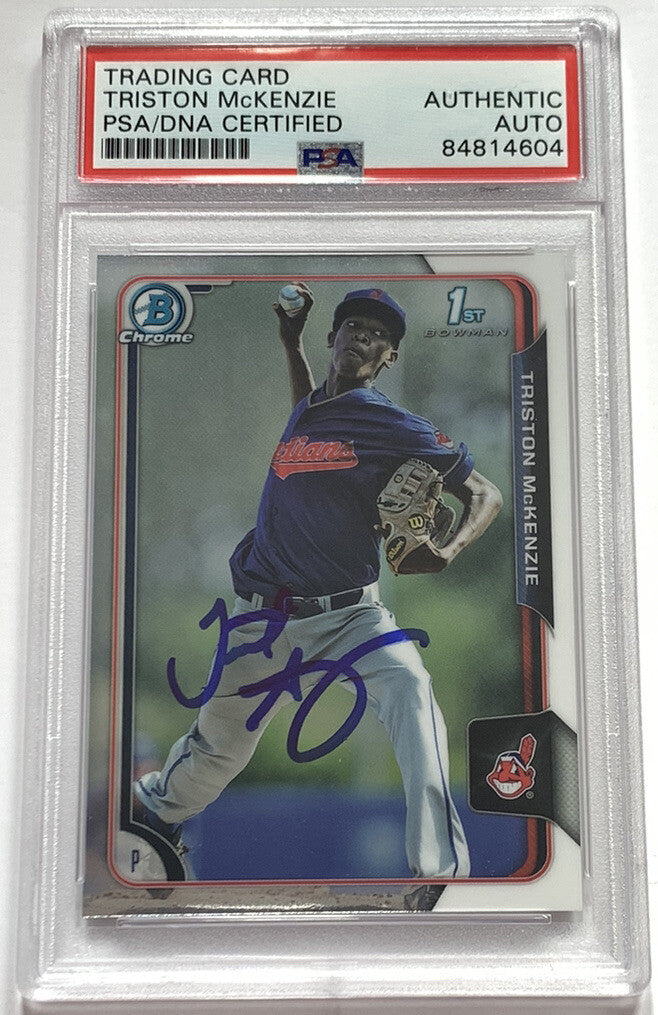 Triston McKenzie Signed 2015 1st Bowman Chrome #96 PSA/DNA Indians Autographed