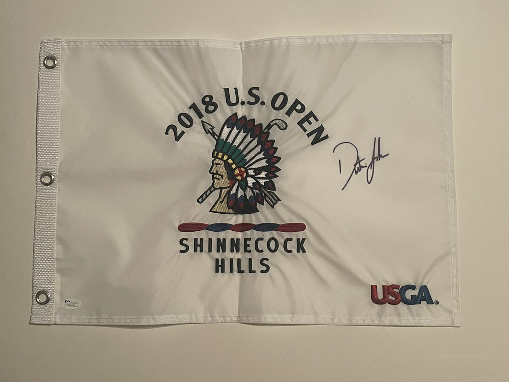Dustin Johnson Signed 2018 U.S. Open Pin Flag JSA Autographed Shinnecock Hills