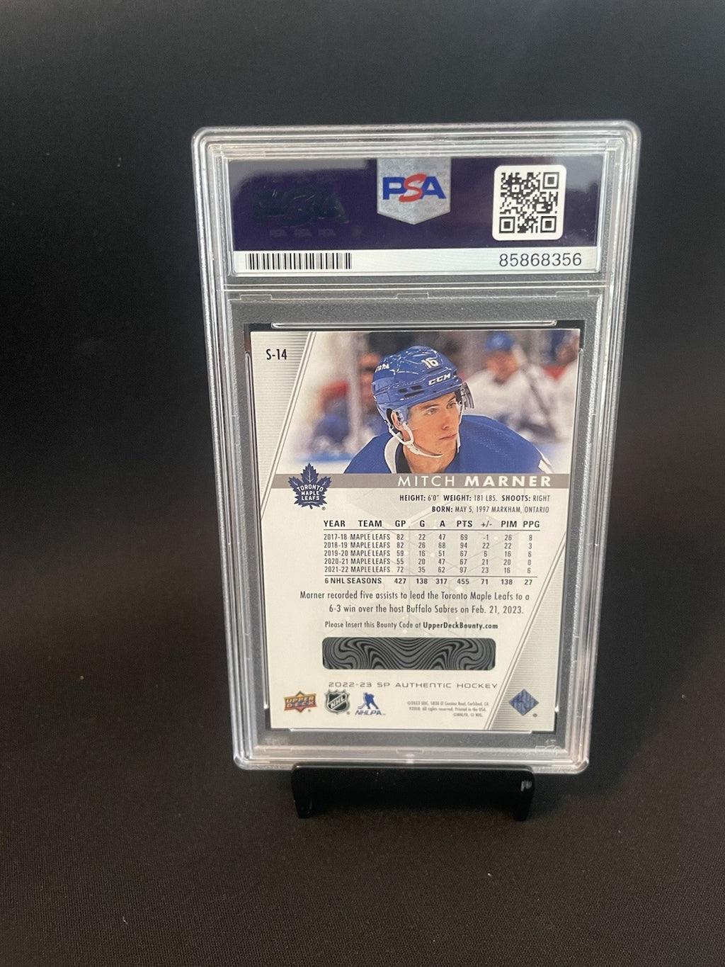 Mitch Marner Signed 2022 SP Authentic Spectrum FX PSA/DNA #S-14 Autographed