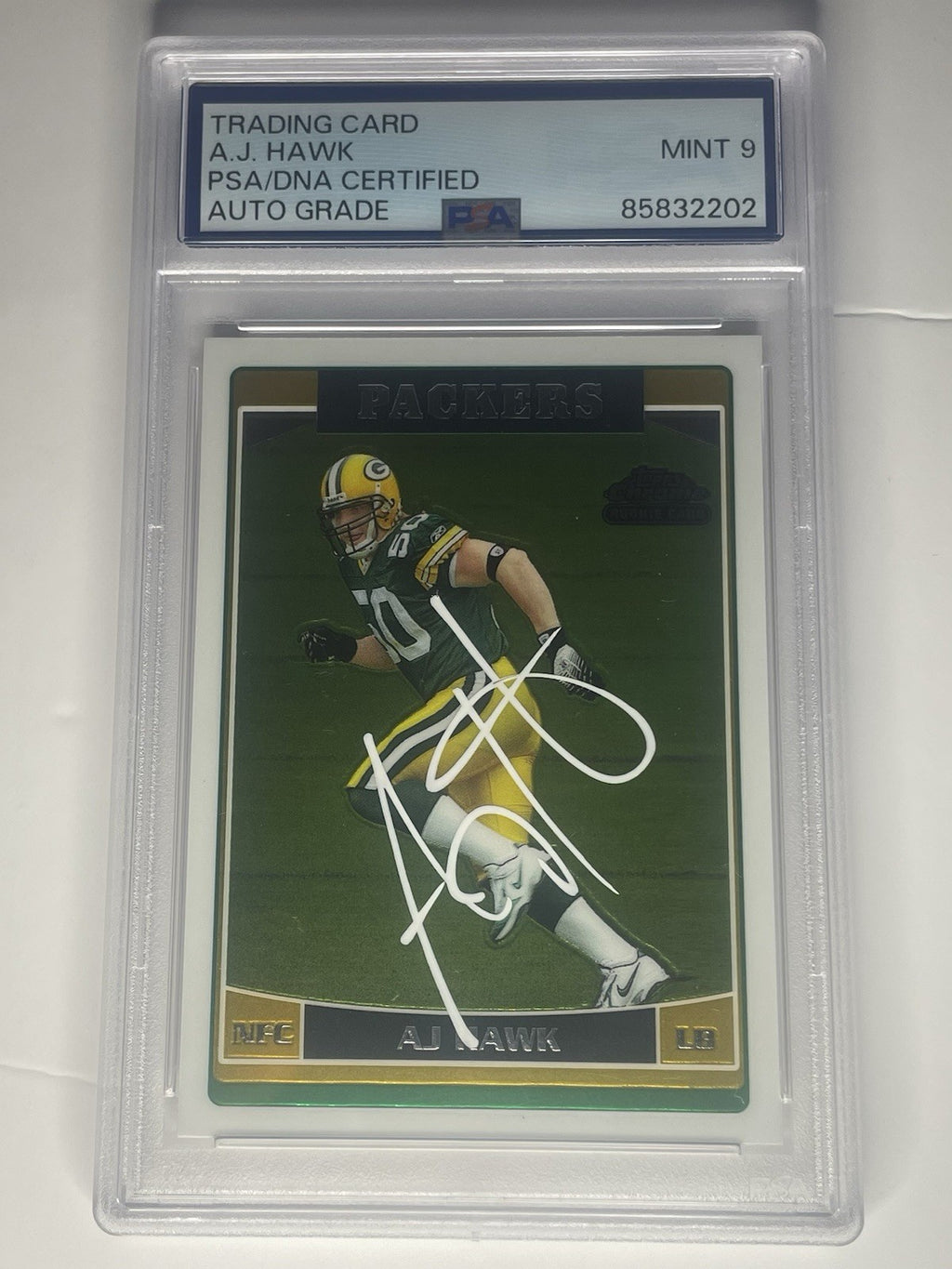 AJ Hawk Signed 2006 Topps Chrome PSA 9 Auto Rookie Card RC #222 Autographed