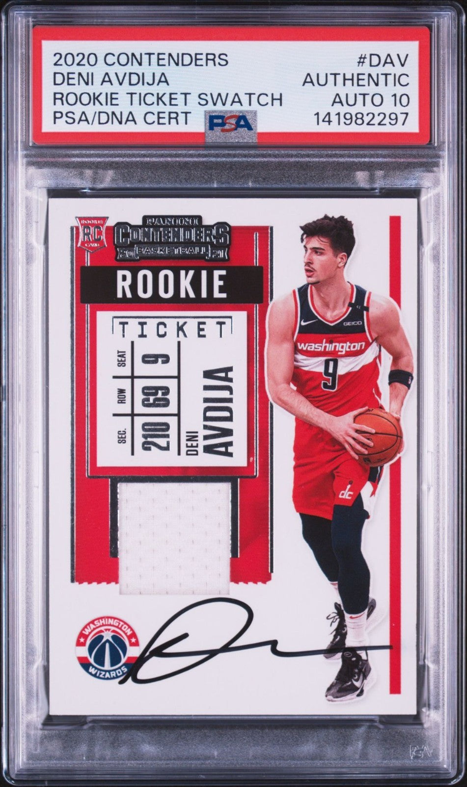 Deni Avdija Signed 2020 Contenders Rookie Ticket Swatch PSA/DNA Auto 10 #DAV