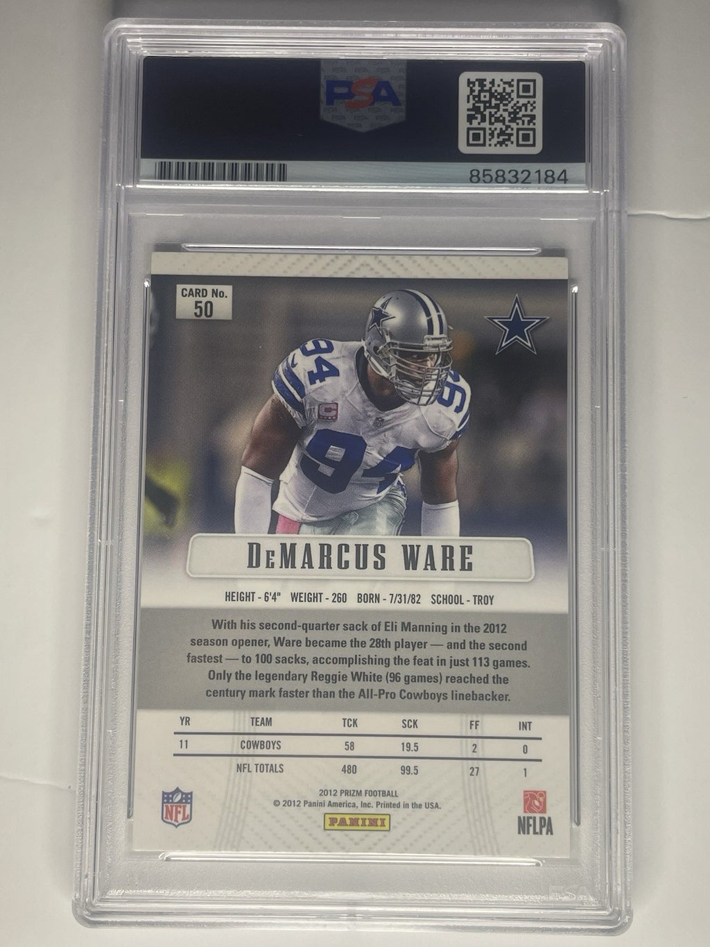 Demarcus Ware Signed 2012 Panini Prizm PSA/DNA Auto #50 Autographed Cowboys